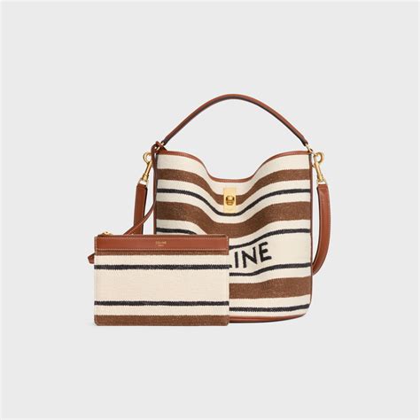 celine bag striped textile with celine|Bucket 16 SOFT Bag in striped textile with celine JACQUARD.